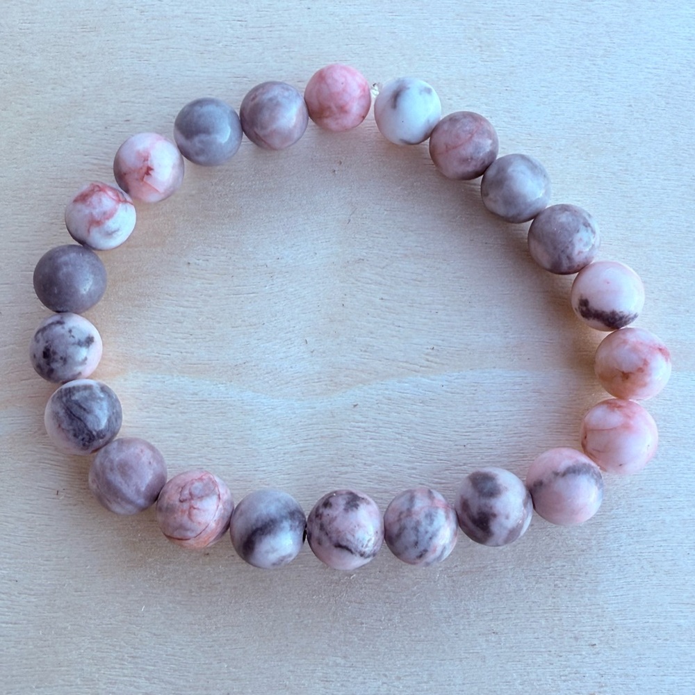 Rhodonite Stone Beaded Bracelet